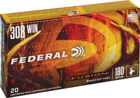 Federal .308 Win / 7.62x51mm Fusion Bonded Soft Point 180 Grain 20/Box