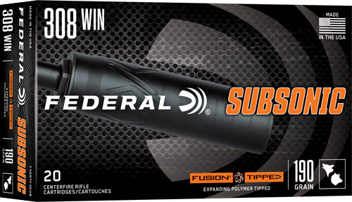 FEDERAL FUSION 308 WIN 190GR SUBSONIC FUSION 20RD 10BX/CS