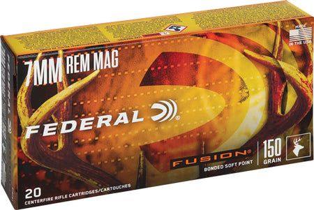 Federal 7mm Remington Mag Fusion Bonded Soft Point 150 Grain 20/Box