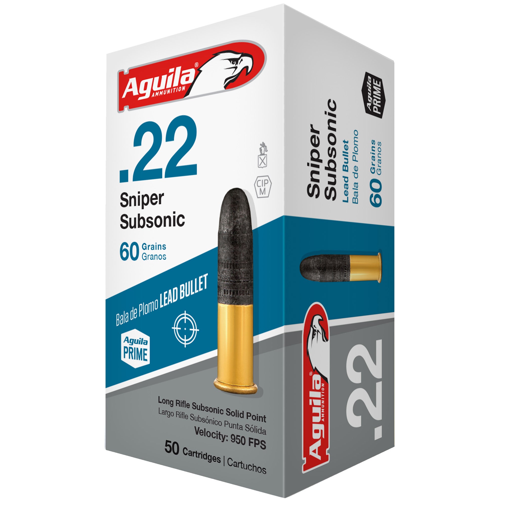 Aguila .22 Long Rifle Sniper Subsonic Lead Solid Point 60 Grain 1000/Box