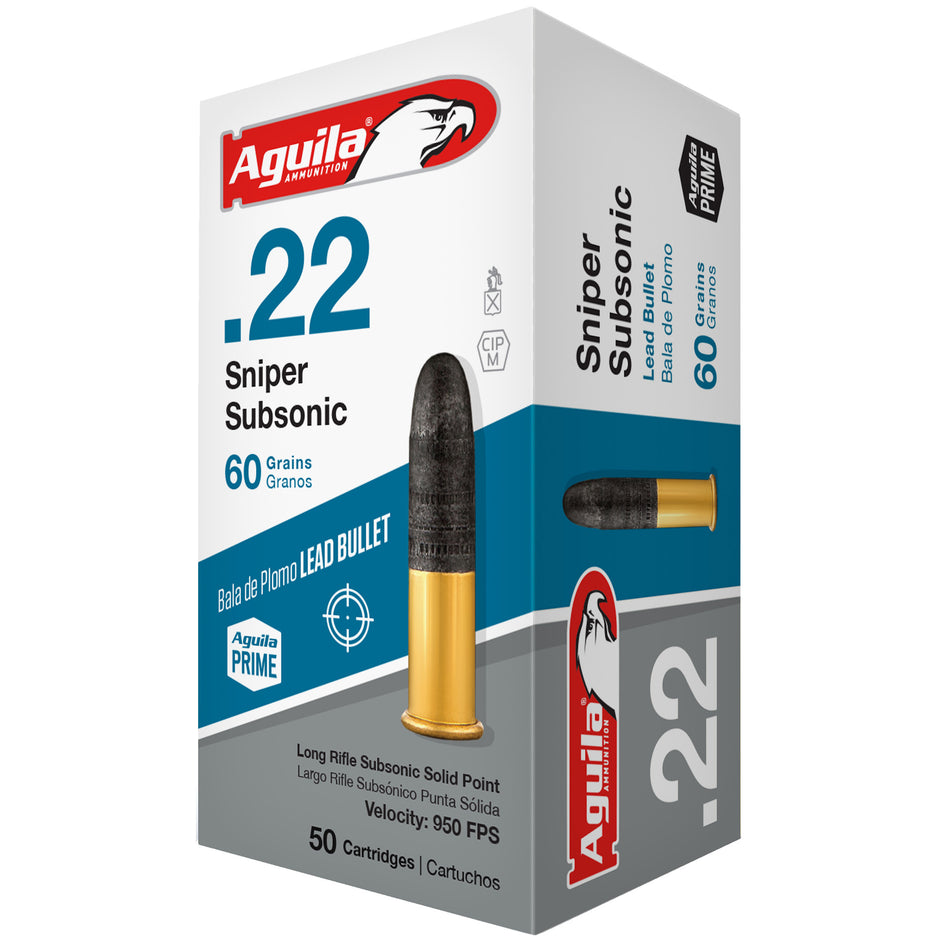 Aguila .22 Long Rifle Sniper Subsonic Lead Solid Point 60 Grain 1000/Box