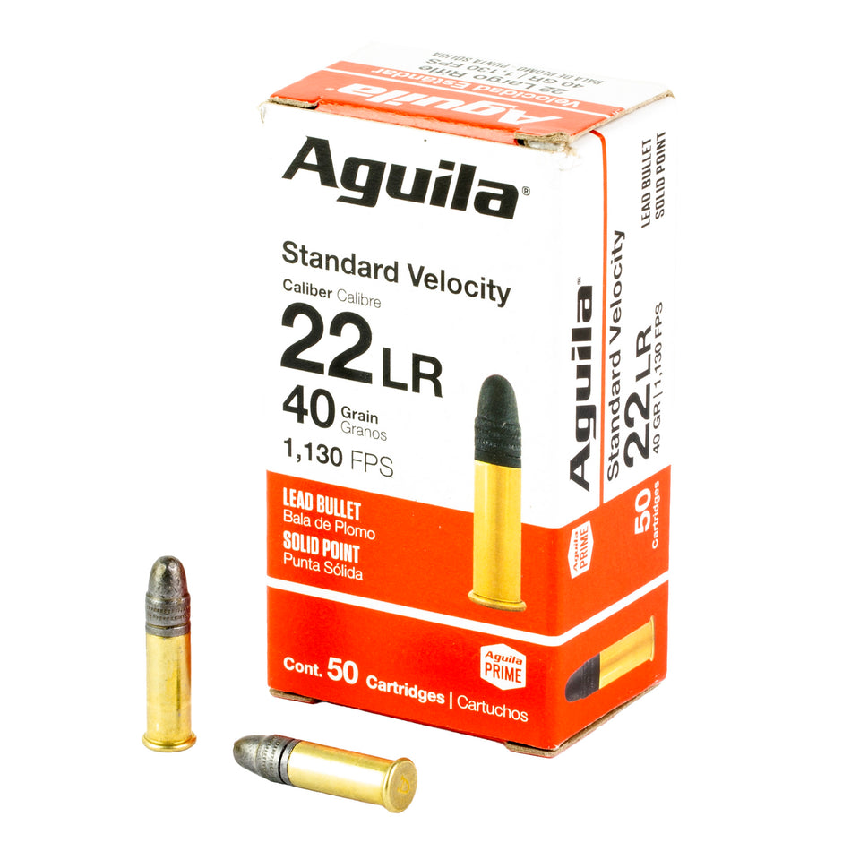 Aguila .22 Long Rifle Standard Velocity Lead Solid Point 40 Grain 2000/Box