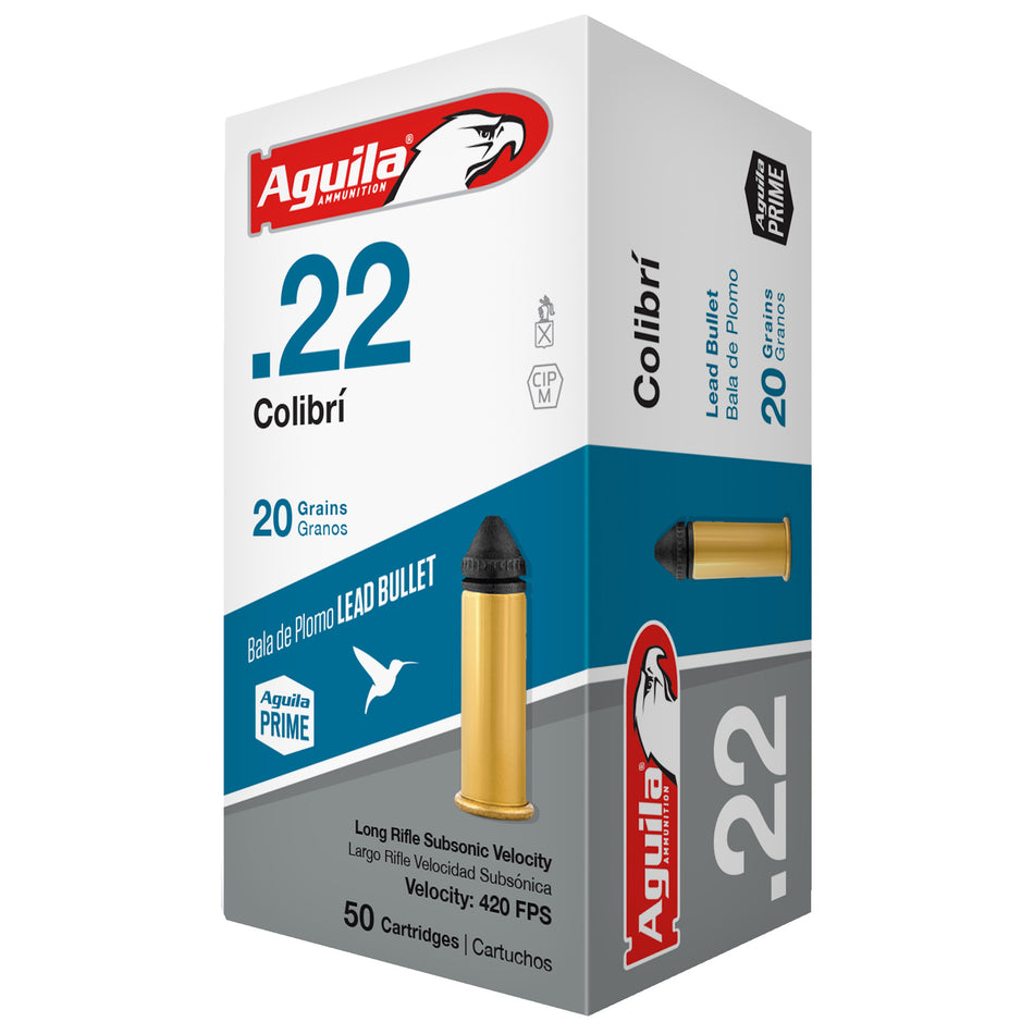 Aguila .22 Long Rifle Colibri Lead Round Nose 20 Grain 1000/Box