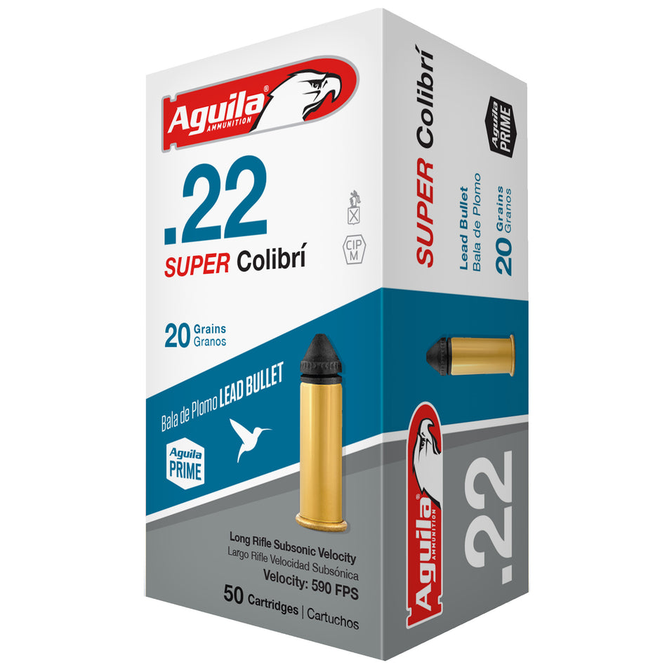 Aguila .22 Long Rifle Super Colibri Subsonic Lead Round Nose 20 Grain 1000/Box