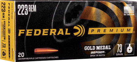 Federal .223 Remington Premium Gold Medal Berger Open Tip Match 73 Grain 20/Box
