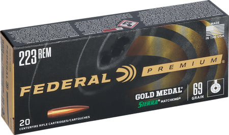 Federal .223 Remington Premium Gold Medal Sierra MatchKing Boat Tail Hollow Point 69 Grain 20/Box