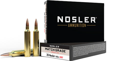 Nosler .26 Nosler Match Grade Custom Competition Hollow Point Boat Tail 140 Grain 20/Box