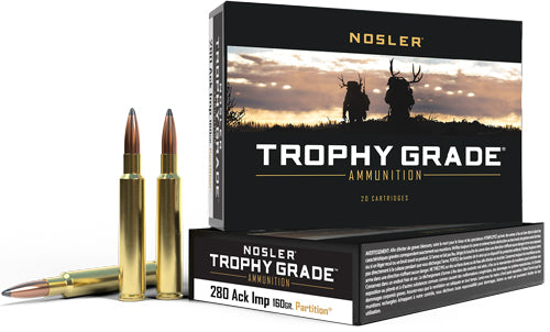 Nosler .280 Ackley Trophy Grade Nosler Spitzer Partition 160 Grain 20/Box