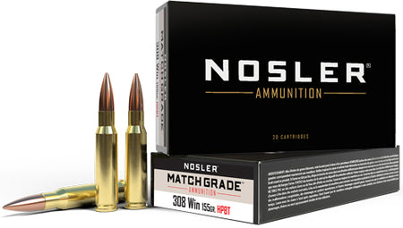 Nosler .308 Win / 7.62x51mm Match Grade Custom Competition Hollow Point Boat Tail 155 Grain 20/Box