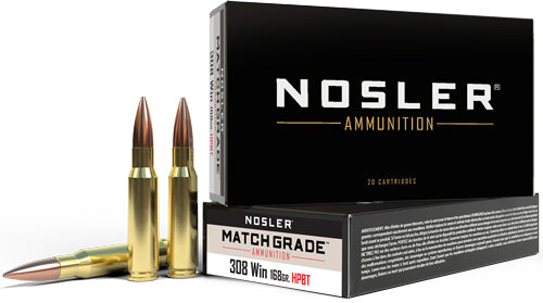 Nosler .308 Win / 7.62x51mm Match Custom Competition Jacketed Hollow Point 168 Grain 20/Box