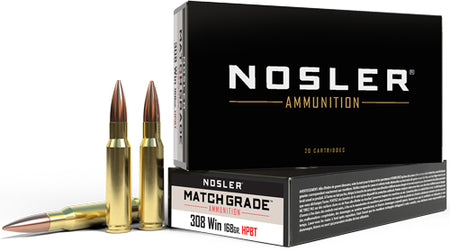 Nosler .308 Win / 7.62x51mm Match Custom Competition Jacketed Hollow Point 168 Grain 20/Box
