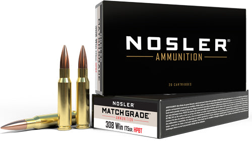 Nosler .308 Win / 7.62x51mm Match Grade Custom Competition Hollow Point Boat Tail 175 Grain 20/Box