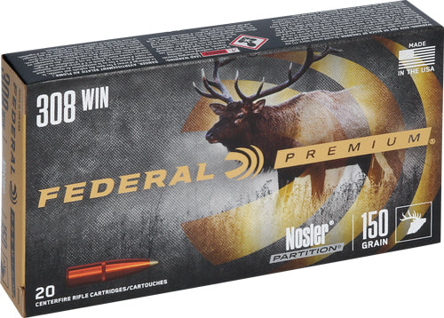 Federal .308 Win / 7.62x51mm Premium Nosler Partition 150 Grain 20/Box