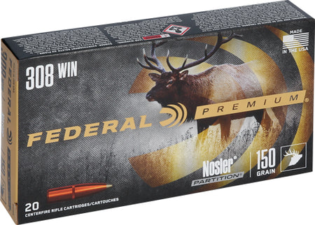 Federal .308 Win / 7.62x51mm Premium Nosler Partition 150 Grain 20/Box