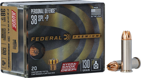 Federal .38 Special Premium Personal Defense Hydra-Shok Deep Hollow Point 130 Grain 20/Box