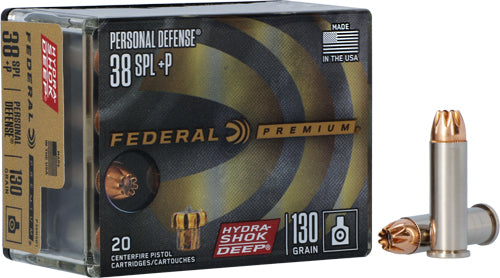 Federal .38 Special Premium Personal Defense Hydra-Shok Deep Hollow Point 130 Grain 20/Box