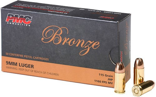 PMC 9B Bronze Jacketed Hollow Point 115 Grain 9mm Luger/Parabellum 50 Per Box – 1000/Case