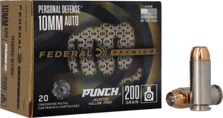 Federal 10mm Auto Premium Personal Defense Punch Jacketed Hollow Point 200 Grain 20/Box