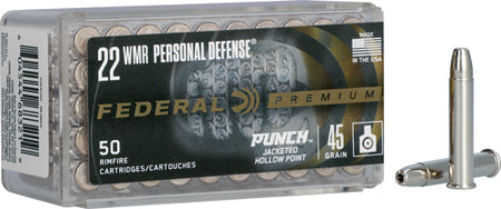 Federal .22 Magnum / WMR Premium Personal Defense Punch Jacketed Hollow Point 45 Grain 50/Box