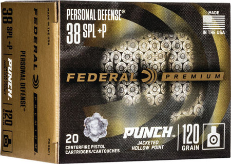 Federal .38 Special Premium Personal Defense Punch Jacketed Hollow Point 120 Grain 20/Box