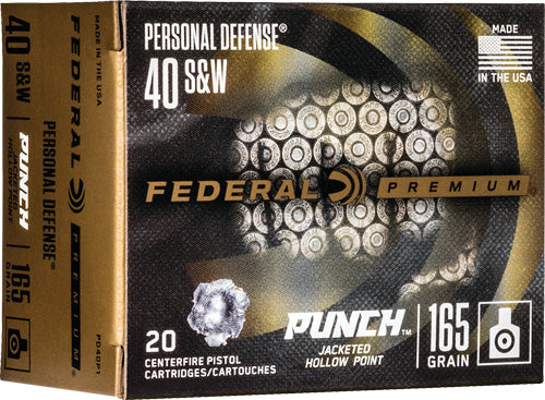 Federal .40 S&W Premium Personal Defense Punch Jacketed Hollow Point 165 Grain 20/Box