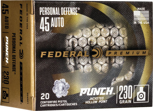 Federal .45 ACP/Auto Premium Personal Defense Punch Jacketed Hollow Point 230 Grain 20/Box