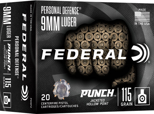 FEDERAL PUNCH 9MM LUGER 115GR JHP 20RD 10BX/CS