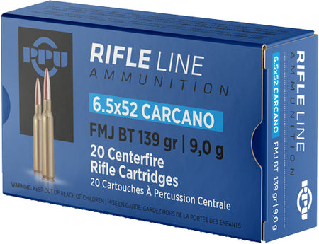 Prvi Partizan 6.5x52mm Carcano Rifle Full Metal Jacket Boat Tail 139 Grain 20/Box