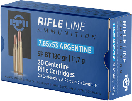 Prvi Partizan 7.65x53mm Argentine Metric Rifle Soft Point Boat Tail 180 Grain 20/Box