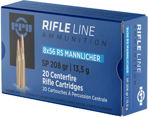 Prvi Partizan 8X56mmR Hungarian Rifle Jacketed Soft Point 208 Grain 20/Box