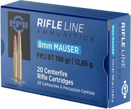 Prvi Partizan 8mm Mauser Metric Rifle Full Metal Jacket Boat Tail 198 Grain 20/Box