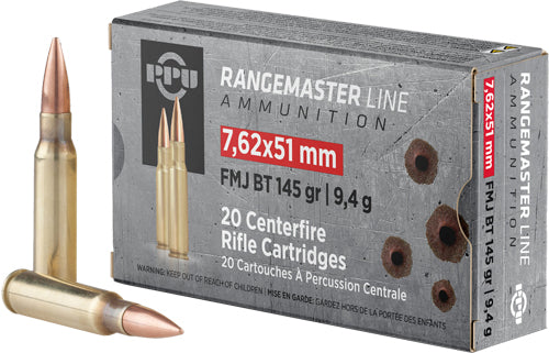 Prvi Partizan .308 Win / 7.62x51mm Rangemaster Full Metal Jacket Boat Tail 145 Grain 20/Box [Item 3169]
