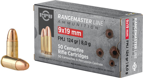 Prvi Partizan 9mm Luger / Parabellum Rangemaster Full Metal Jacket 124 Grain 50/Box
