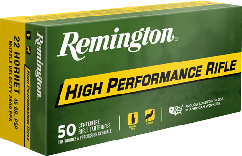 Remington .22 Hornet High Performance Rifle Pointed Soft Point 45 Grain 50/Box