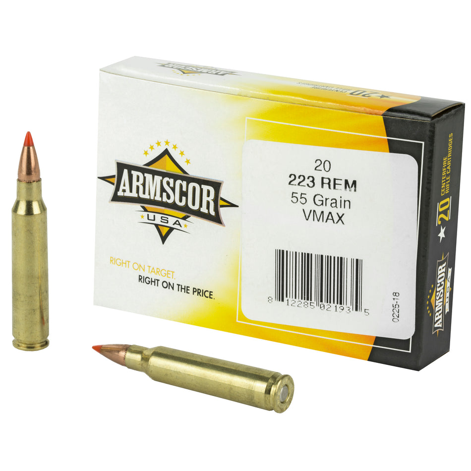 Armscor .223 Rem 55gr Hornady V-Max 20 Per Box - 500/Case