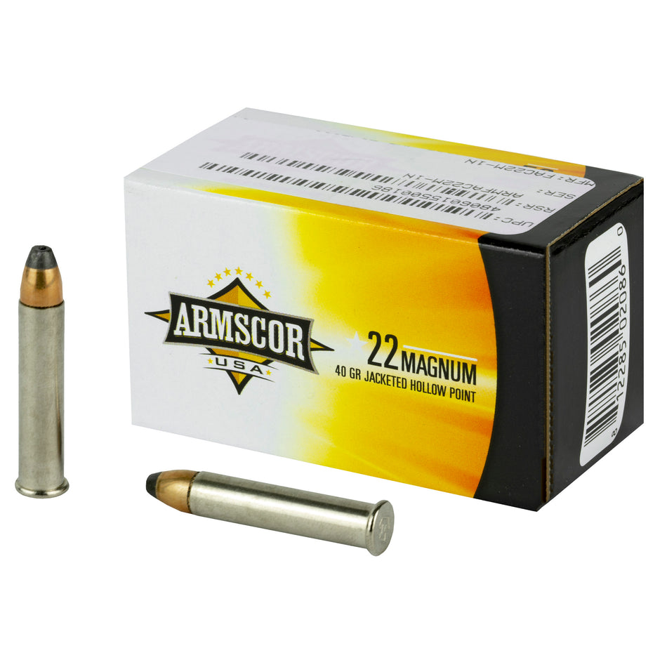 Armscor Rimfire Ammo 22 WMR 40 gr. JHP 50 Per Box  - 1000/Case