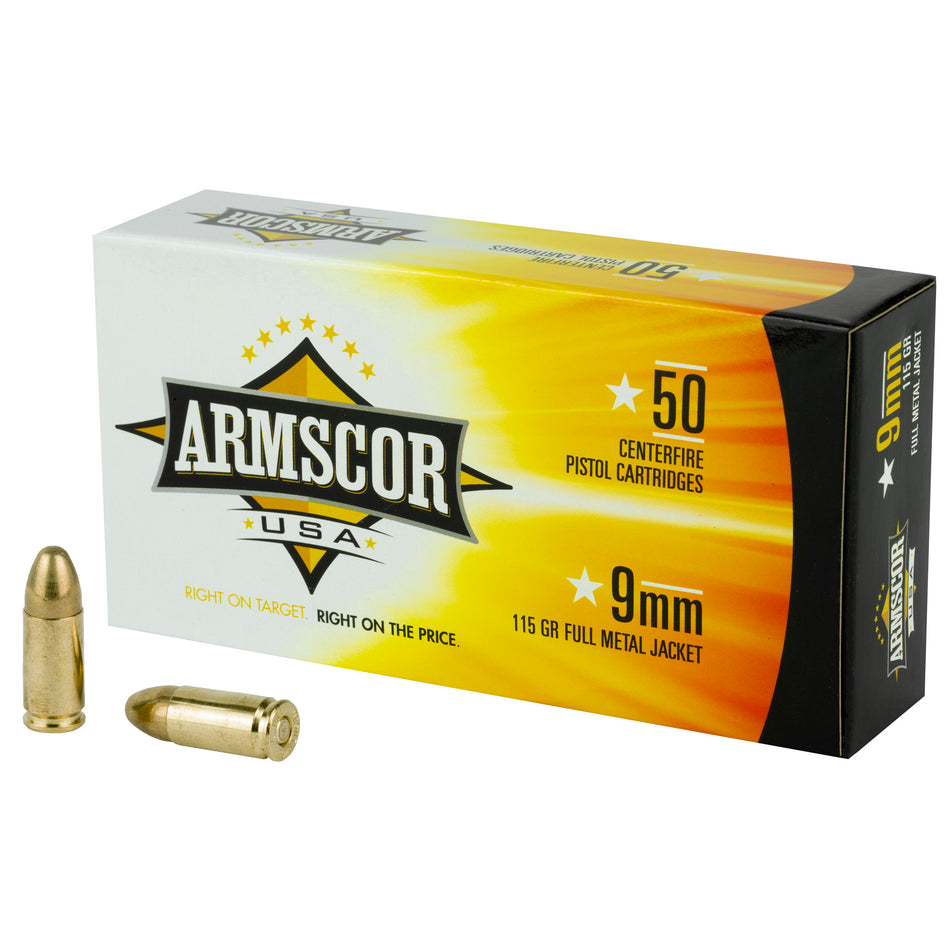 Armscor 9mm Luger / Parabellum USA Full Metal Jacket 115 Grain 50/Box