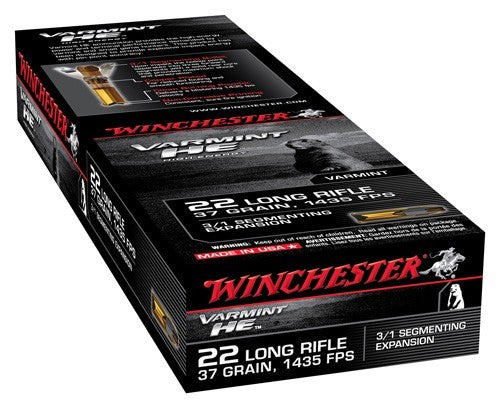 Winchester .22 Long Rifle Varmint High Energy Fragmenting Hollow Point 37 Grain 50/Box