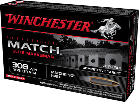 Winchester .308 Win / 7.62x51mm Elite Marksman Sierra MatchKing Boat Tail Hollow Point 169 Grain 20/Box