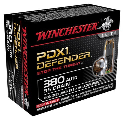Winchester .380 ACP/Auto PDX1 Defender Elite Bonded Jacket Hollow Point 95 Grain 20/Box