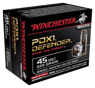 Winchester .45 Long Colt PDX1 Defender Elite Bonded Jacket Hollow Point 225 Grain 20/Box