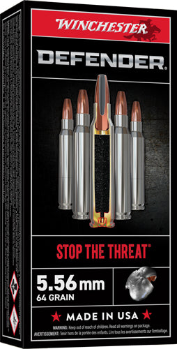 Winchester 5.56x45mm NATO Defender Bonded Solid Base 64 Grain 20/Box