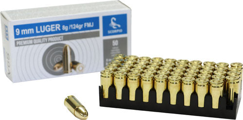 STV 9mm Luger / Parabellum Scorpio Full Metal Jacket 124 Grain 50/Box [Item 1615]