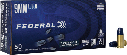 Federal 9mm Luger / Parabellum Syntech Defense Segmented Jacketed Hollow Point 138 Grain 50/Box