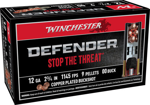 Winchester 12 Gauge Defender 9 Pellets 00 Buck 1-1/8 oz 2.75 in 10/Box