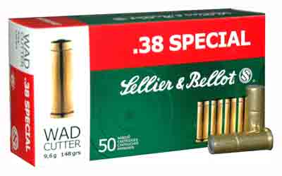 Sellier and Bellot .38 Special Handgun Wadcutter 148 Grain 50/Box [Item 957]