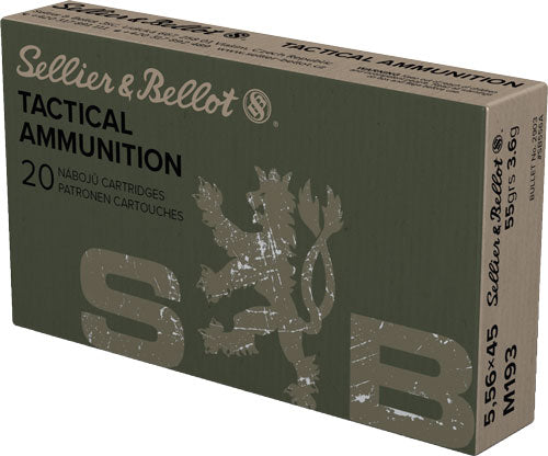 Sellier and Bellot 5.56x45mm NATO Tactical M193 Full Metal Jacket 55 Grain 20/Box [Item 3826]