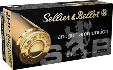 Sellier and Bellot 9mm Luger / Parabellum Handgun Jacketed Hollow Point 124 Grain 50/Box