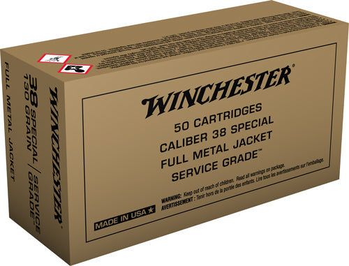 Winchester .38 Special Service Grade Full Metal Jacket Flat Nose 130 Grain 50/Box