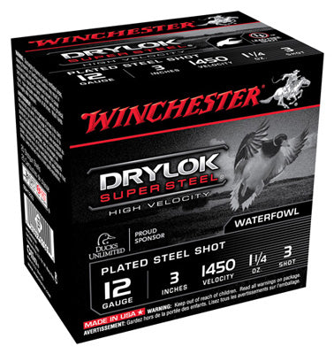 Winchester 12 Gauge Drylok Super Steel High Velocity #3 1-1/4 oz 3 in 25/Box